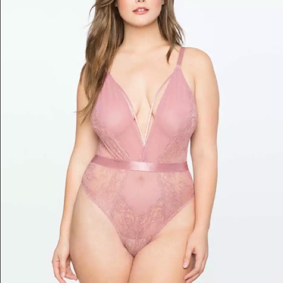 Eloquii Other - Eloquii 1X Lace Bodysuit Lingerie Pink Mauve New